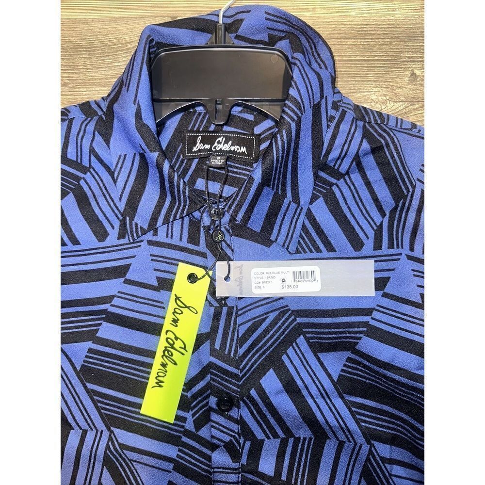 Women's Sam Edelman Abstract Long Sleeve Shirtdress, Size 8 - Blue. NWT. $138.00 - Picture 8 of 8